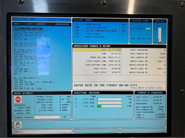 2014 haas vf-5 / 40xt cnc universele machinecentrum - afbeelding 12 van  16