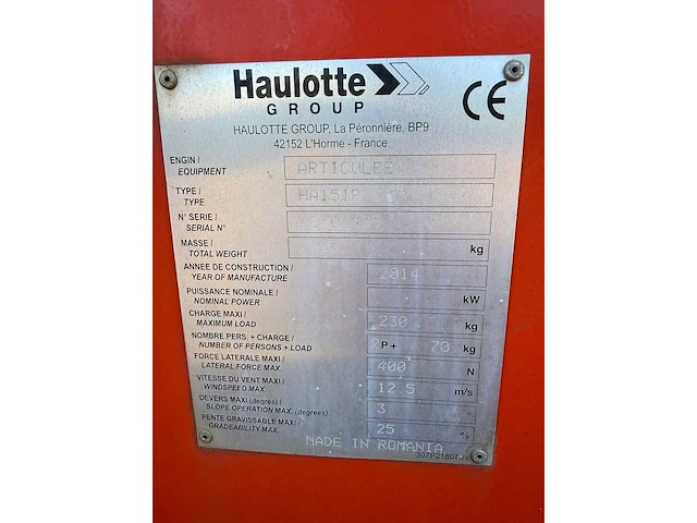 2014 haulotte ha15 ip hoogwerker - afbeelding 21 van  28
