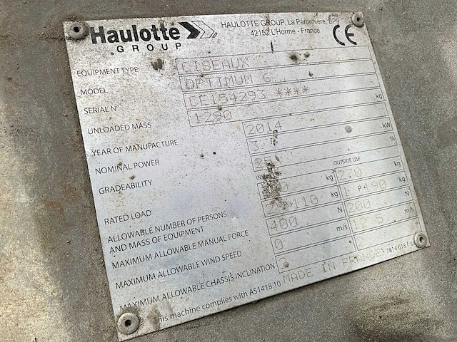 2014 haulotte optimum 6 hoogwerker - afbeelding 2 van  10