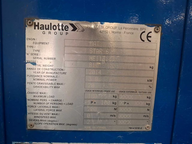 2014 haulotte star 6 hoogwerker - afbeelding 2 van  10
