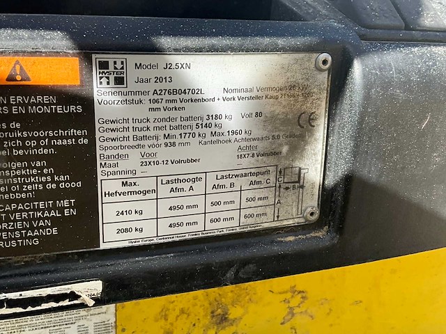 2014 hyster j2.5xn vorkheftruck - afbeelding 16 van  23