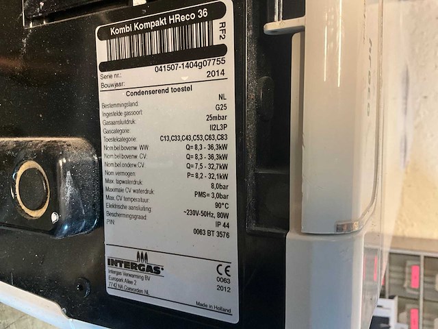 2014 intergas kombi kompakt hreco 36 combi cv-ketel - afbeelding 4 van  4