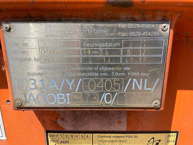 2014 jacobi tanks brandstof opslagtank - afbeelding 4 van  12