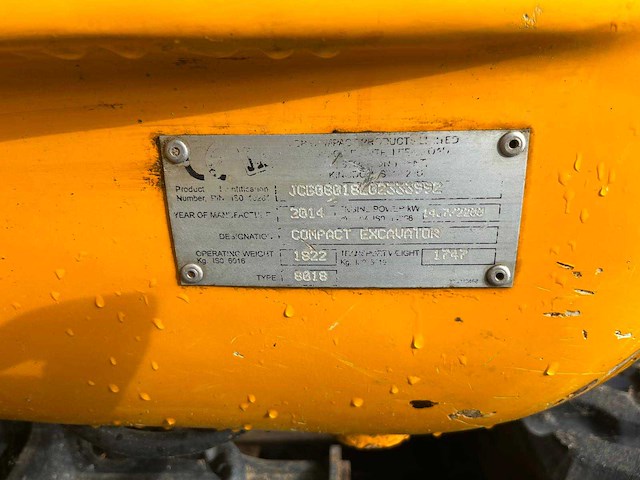 2014 jcb 8018 minigraafmachine - afbeelding 7 van  7