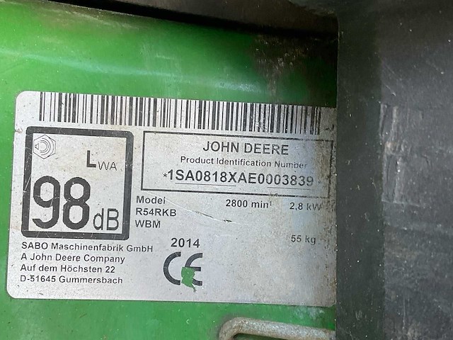 2014 john deere r54rkb maaimachine - afbeelding 1 van  3
