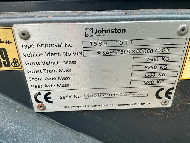 2014 johnston 158b 101t zelfrijdende veegmachine - afbeelding 37 van  42