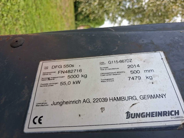 2014 jungheinrich dfg 550s vorkheftruck - afbeelding 12 van  12