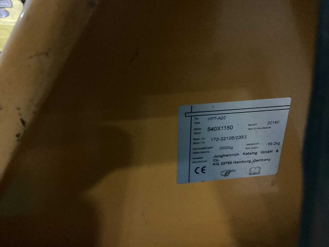 2014 jungheinrich hpt-a20 hand hydraulische palletwagen - afbeelding 6 van  6