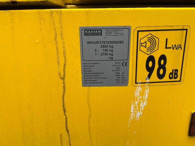 2014 kaeser m170 luchtcompressor - afbeelding 4 van  16