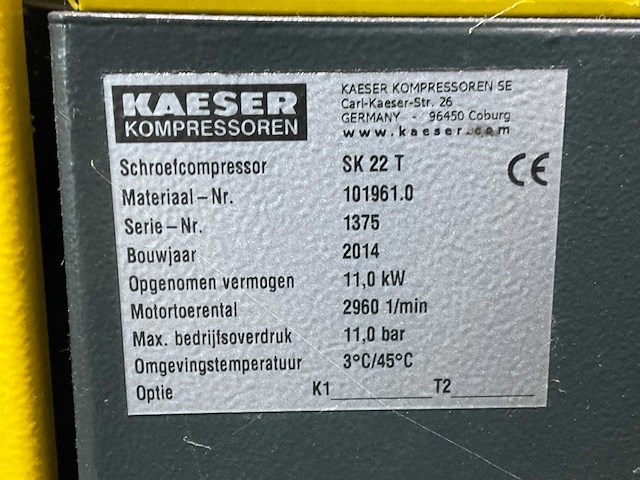 2014 kaeser sk22t schroefcompressor - afbeelding 3 van  5