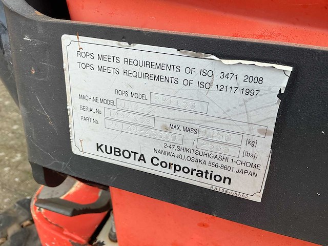 2014 kubota u10-3 minigraafmachine - afbeelding 18 van  26