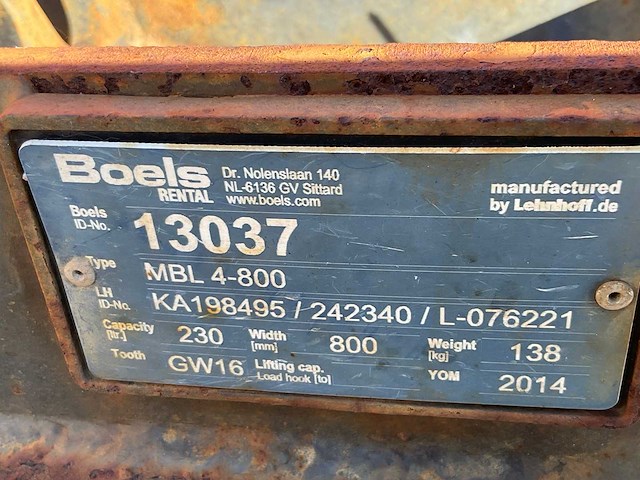 2014 lehnhoff mbl4-800 graafbak sw03 - afbeelding 5 van  5