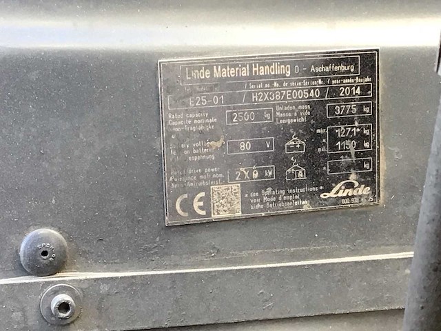 2014 linde e25-01 vorkheftruck - afbeelding 7 van  16