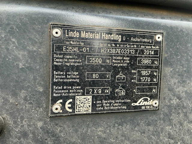 2014 linde e35hl-01 vorkheftruck elektrisch - afbeelding 6 van  14
