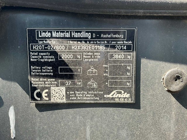 2014 linde h20t-02/600 vorkheftruck - afbeelding 29 van  35