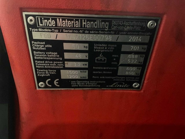 2014 linde p 60 industriële trekker - afbeelding 7 van  7