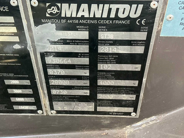2014 manitou mlt 840-137ps verreiker - afbeelding 8 van  16