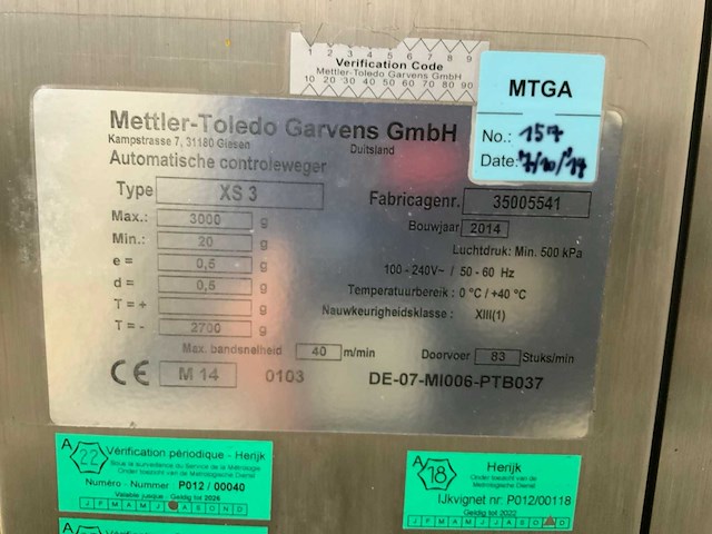 2014 mettler toledo garvens xs 3 checkweigher - afbeelding 2 van  3