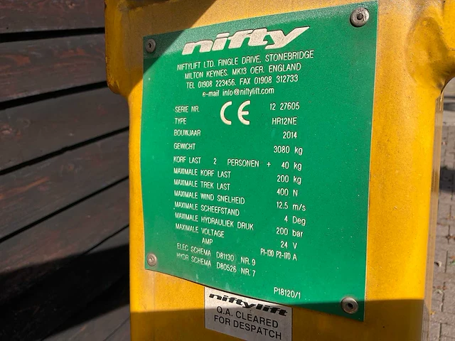 2014 nifty lift hr 12 ne aerial work platforms - afbeelding 3 van  11