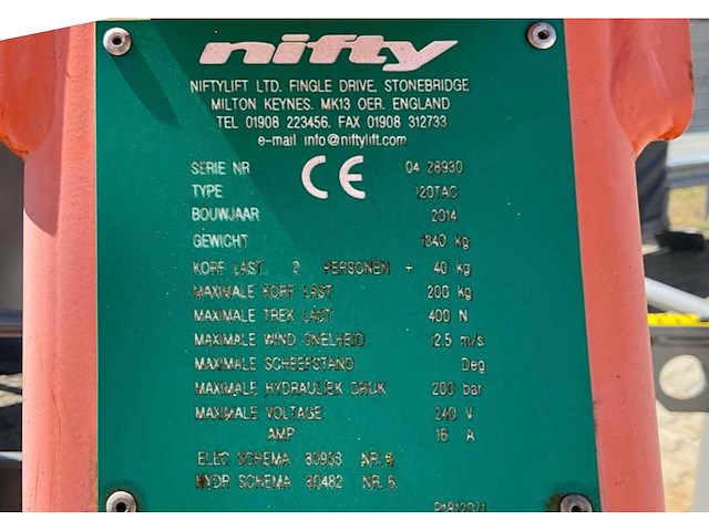 2014 niftylift nifty 120 tac hoogwerker aanhangwagen - afbeelding 19 van  27