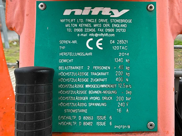 2014 niftylift nifty 120 tac hoogwerker aanhangwagen - afbeelding 28 van  35