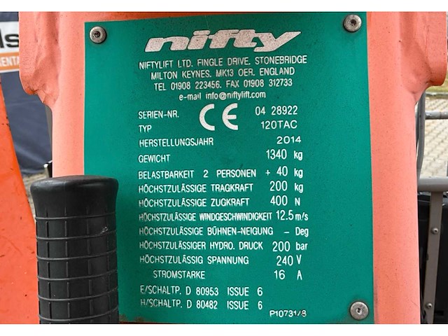 2014 niftylift nifty 120 tac hoogwerker aanhangwagen - afbeelding 25 van  32