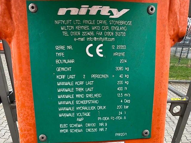 2014 niftylift nifty hr12ne hoogwerker - afbeelding 19 van  25