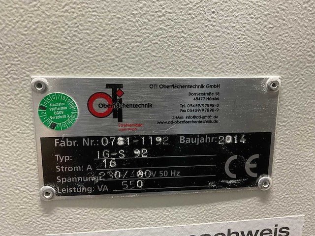 2014 oti oberflachtechnik ig-s 92 gritstraalmachine - afbeelding 9 van  9