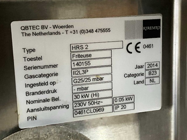 2014 qbtec hrf2 friteuse - afbeelding 30 van  36