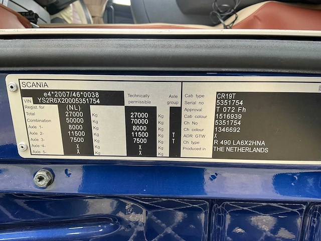 2014 scania r490 la6x2hna streamline 6x2 opleggertrekker - afbeelding 20 van  28