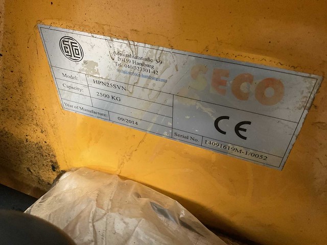 2014 seco hpn25svn hydraulische handpalletwagen - afbeelding 1 van  7