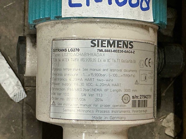 2014 siemens sitrans lg270 geleide radar niveau sensor (4x) - afbeelding 7 van  7