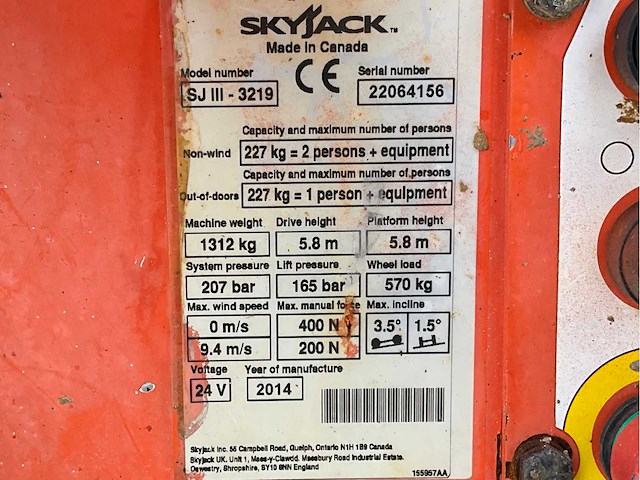 2014 skyjack sj iii 3219 hoogwerker - afbeelding 24 van  30