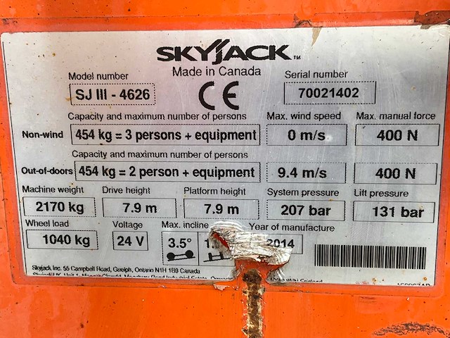 2014 skyjack sj iii 4626 hoogwerker - afbeelding 27 van  33