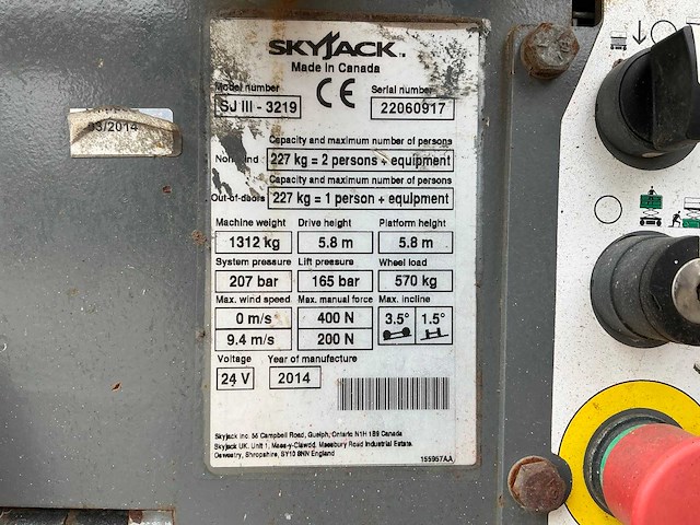 2014 skyjack sjiii-3219 hoogwerker - afbeelding 19 van  26