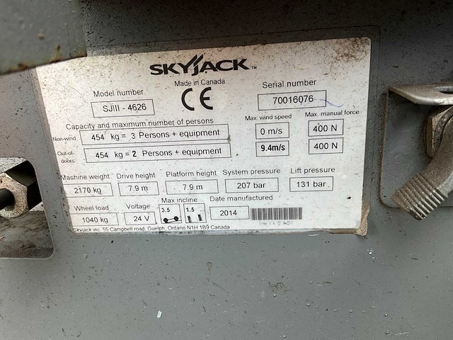 2014 skyjack sjiii 4626 hoogwerker - afbeelding 6 van  14