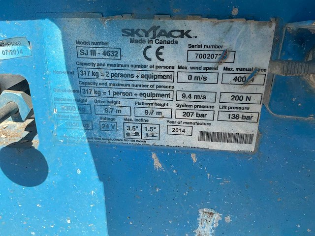 2014 skyjack sjiii 4632 hoogwerker - afbeelding 5 van  13
