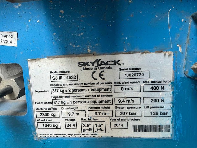 2014 skyjack sjiii 4632 hoogwerker - afbeelding 5 van  11