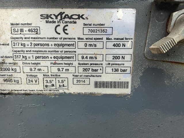 2014 skyjack sjiii4632 hoogwerker - afbeelding 2 van  10