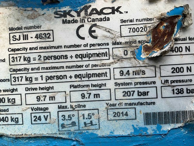 2014 skyjack sjiii4632 hoogwerker - afbeelding 6 van  14
