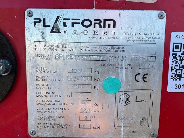 2014 spider 15.75 pro hoogwerker - afbeelding 31 van  37