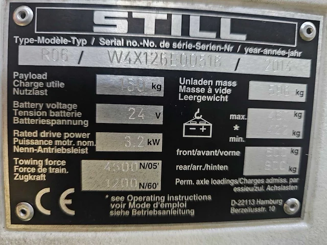 2014 still r06 elektrische trekker – 24v 575ah – 2.500 kg aanhanglast - afbeelding 3 van  11