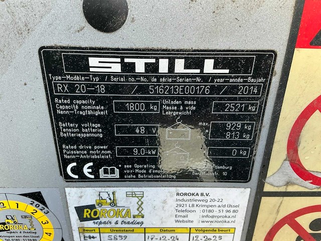 2014 still rx20-18 vorkheftruck - afbeelding 2 van  18