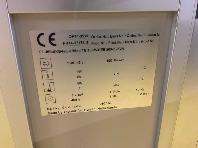 2014 thermo-air fc80bi luchtbehandelingsinstallatie - afbeelding 4 van  6