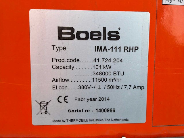 2014 thermobile ima-111 rhp industriële heater / event heater / hetelucht turbine - afbeelding 7 van  8