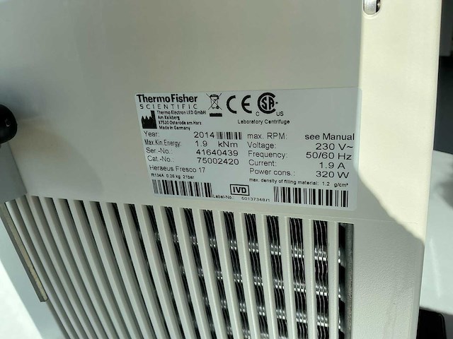 2014 thermoscientific heraeus fresco 17 centrifuge - afbeelding 7 van  7