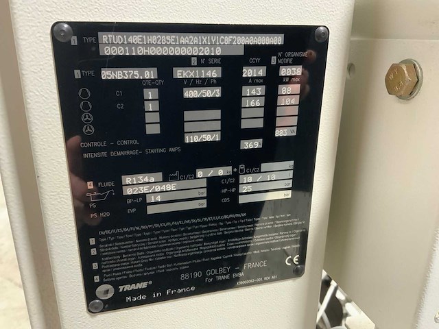 2014 trane rtud140e chiller (c) - afbeelding 10 van  10