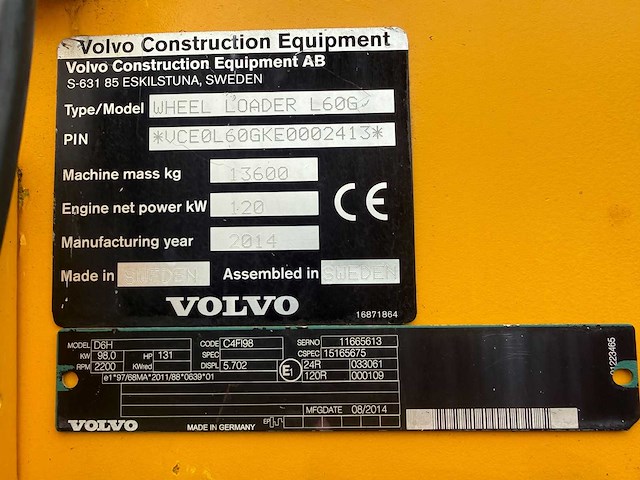 2014 volvo l60g shovel - afbeelding 14 van  19