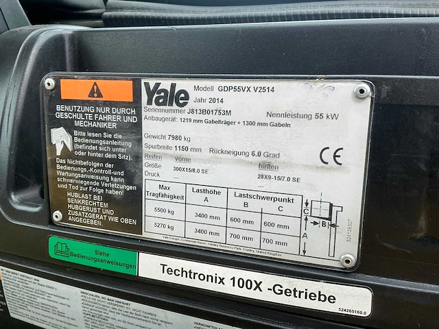 2014 yale gdp55vx v2514 vorkheftruck - afbeelding 16 van  23