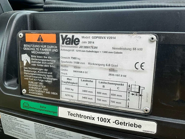 2014 yale gdp55vx v2514 vorkheftruck - afbeelding 11 van  26
